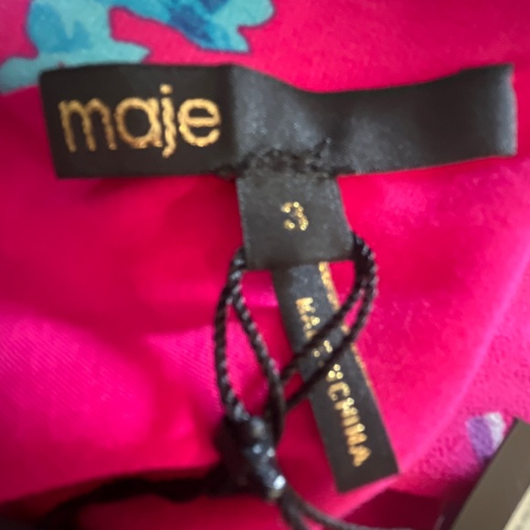 Maje NWT Rushia Pink and Blue Floral Handkerchief Hem Dress Size Large - Picture 13 of 16